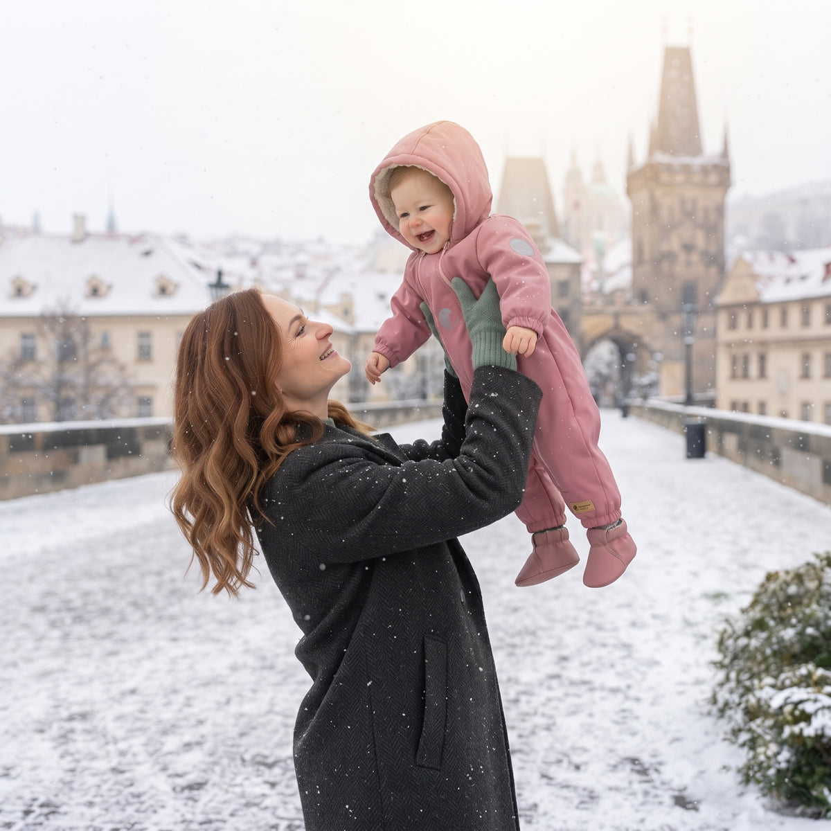 Monkey Mum® Mono infantil de invierno de softshell con borreguito - Ovejita rosa - talla 62/68, 74/80