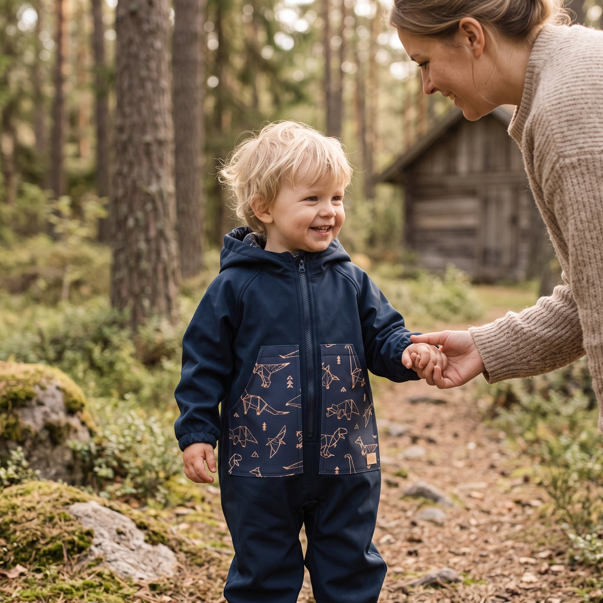Monkey Mum® Mono de softshell con membrana – Cielo de dinosaurios - talla 98/104, 110/116