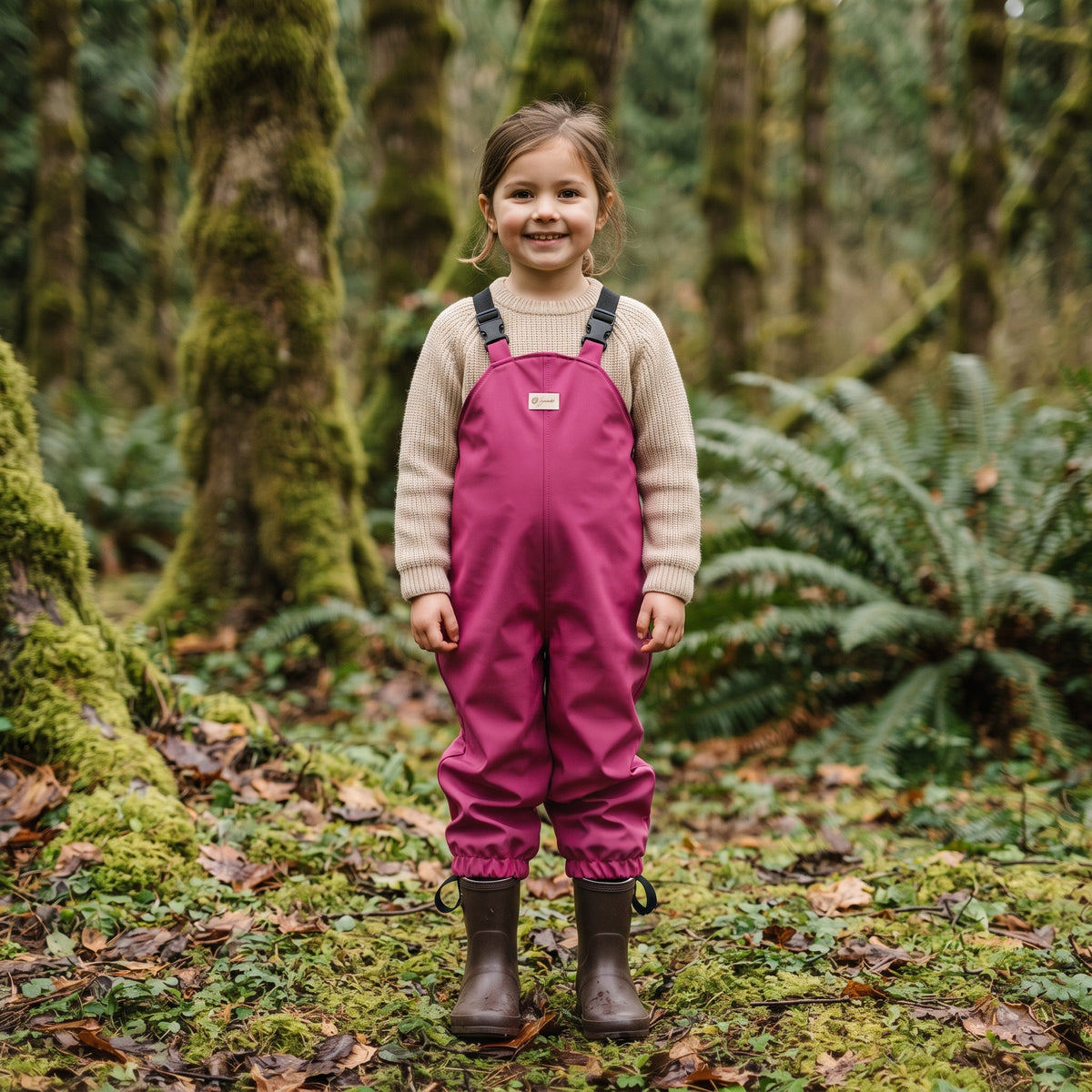 Monkey Mum® Pantalones con peto de softshell con membrana - Frambuesa jugosa