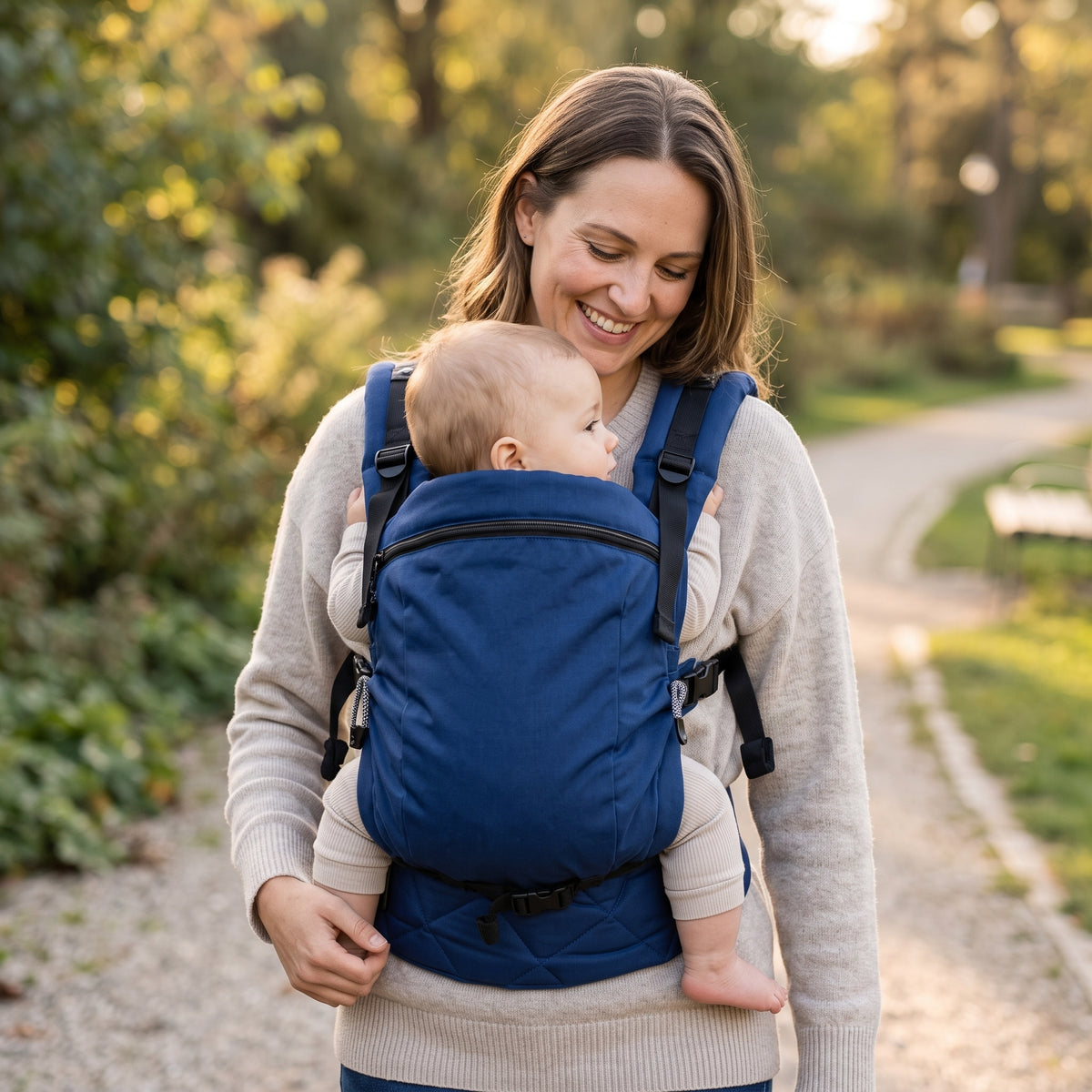 Monkey Mum® Portabebés ergonómico evolutivo Carrie - Azul marino