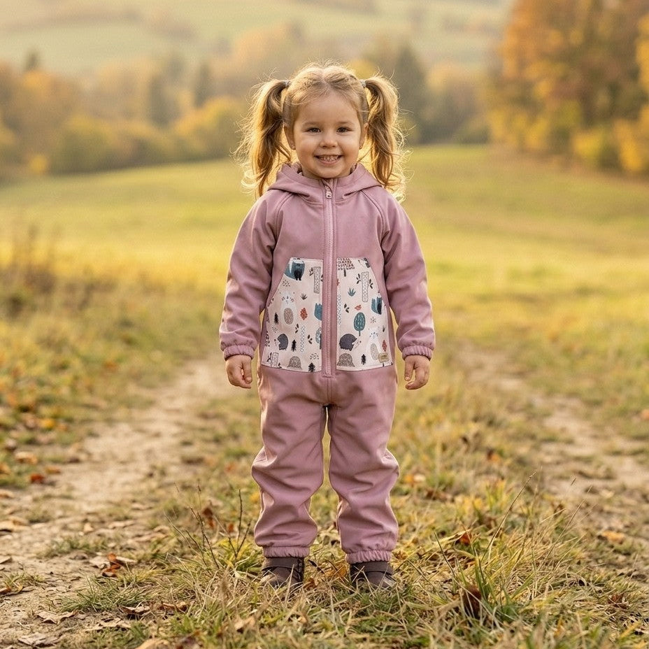 Monkey Mum® Mono de softshell con membrana – Animalitos de azúcar - talla 98/104, 110/116