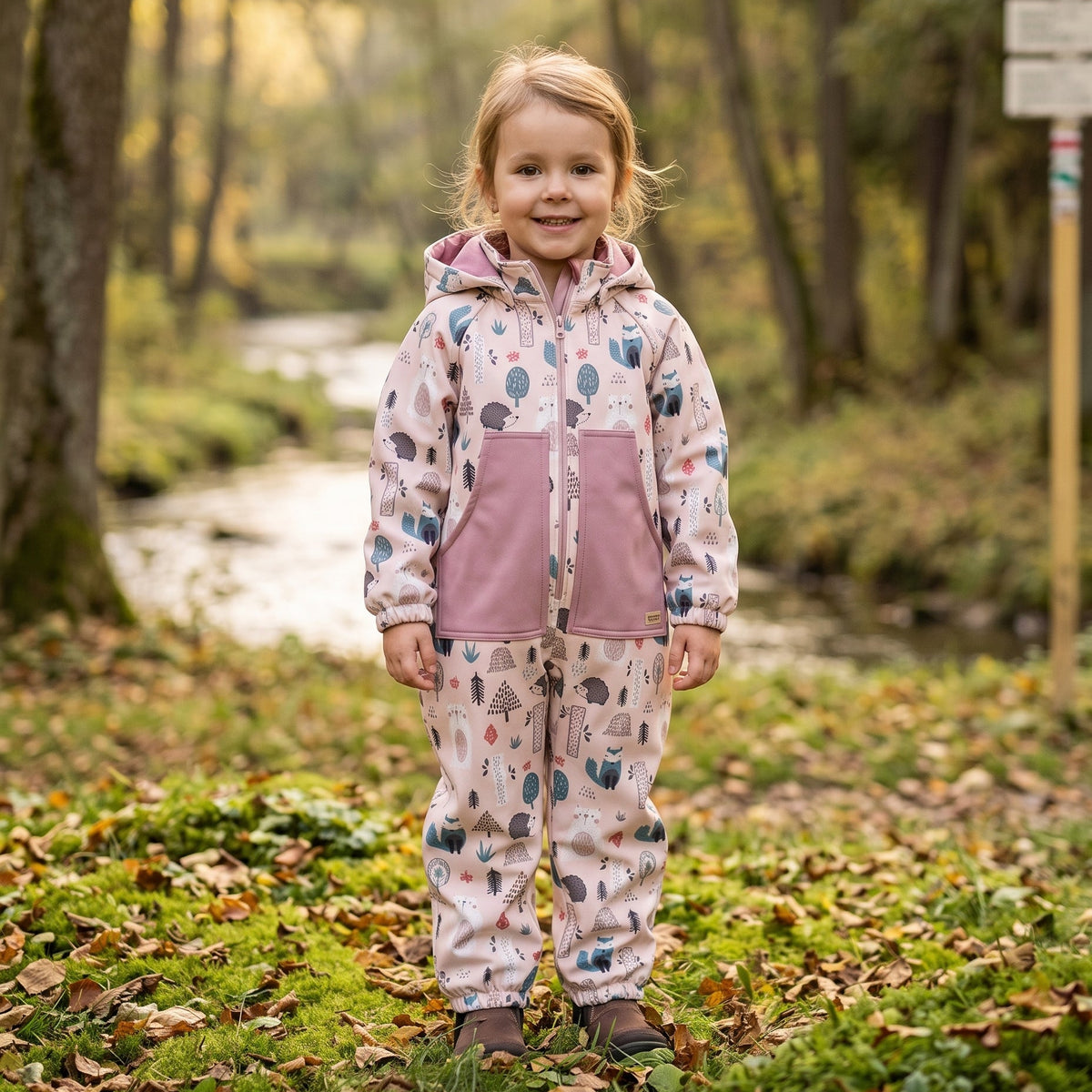 Monkey Mum® Mono de softshell con membrana – Animalitos del día - talla 98/104, 110/116