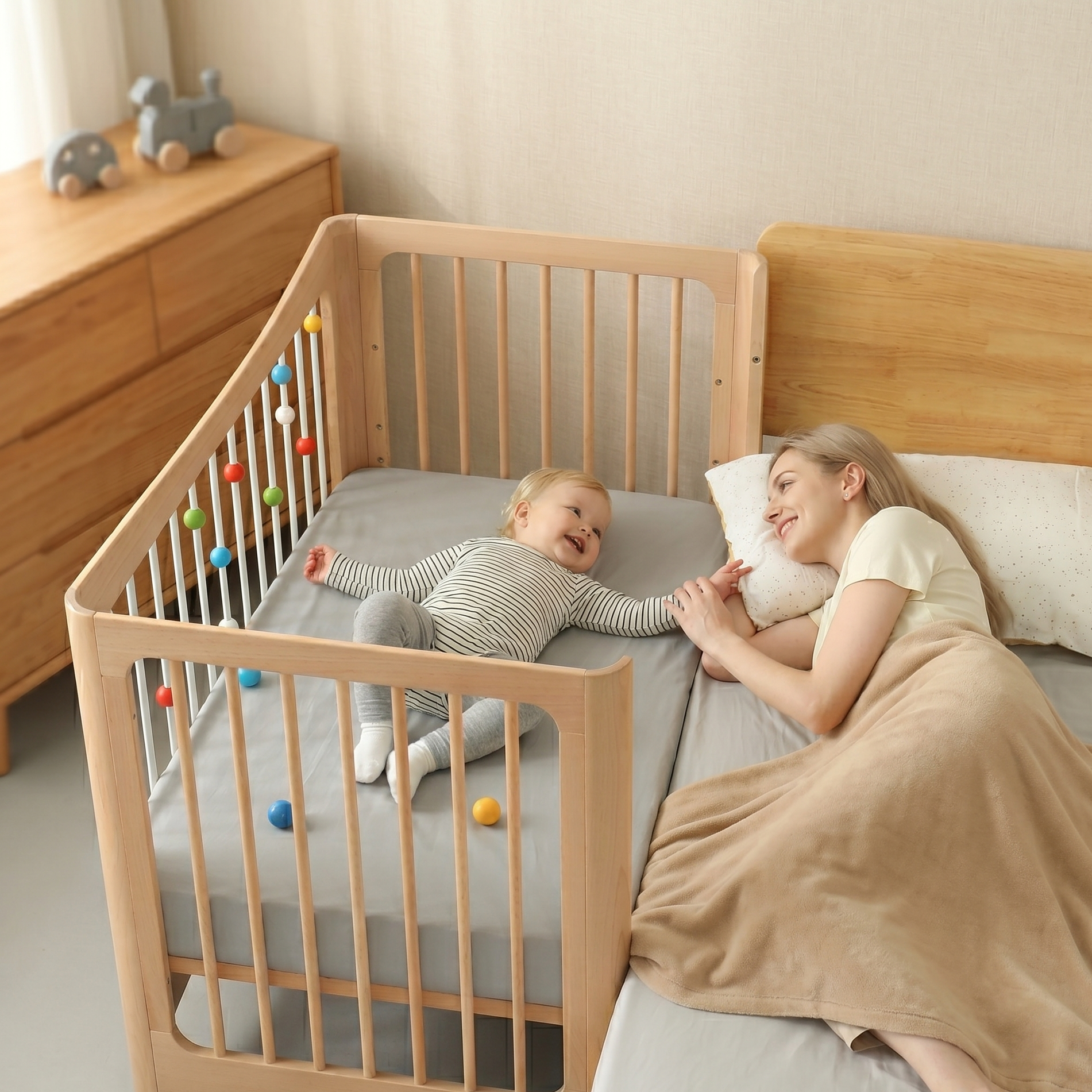 Cuna infantil 4 en 1 - Madera maciza - 120x65 cm