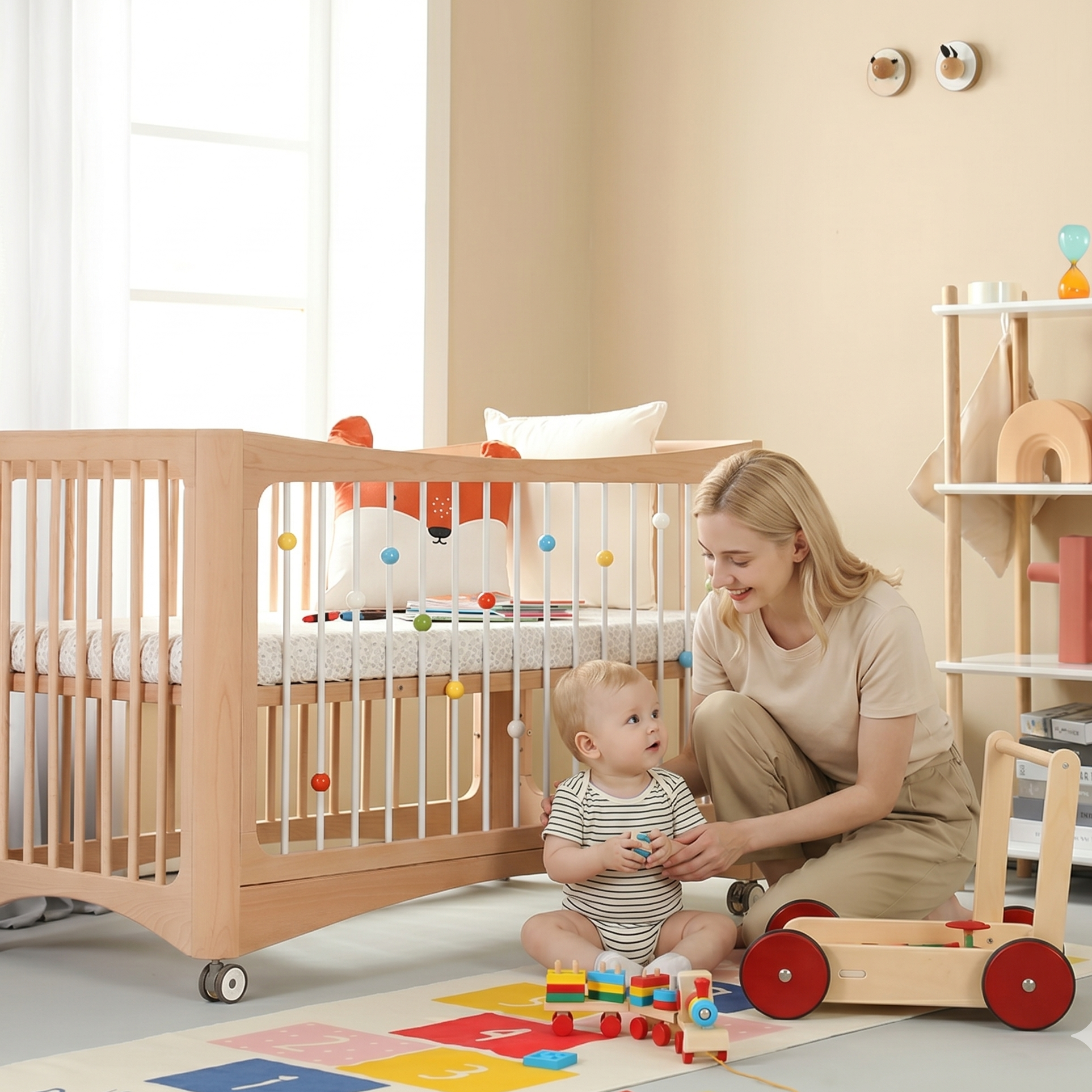 Cuna infantil 4 en 1 - Madera maciza - 120x65 cm