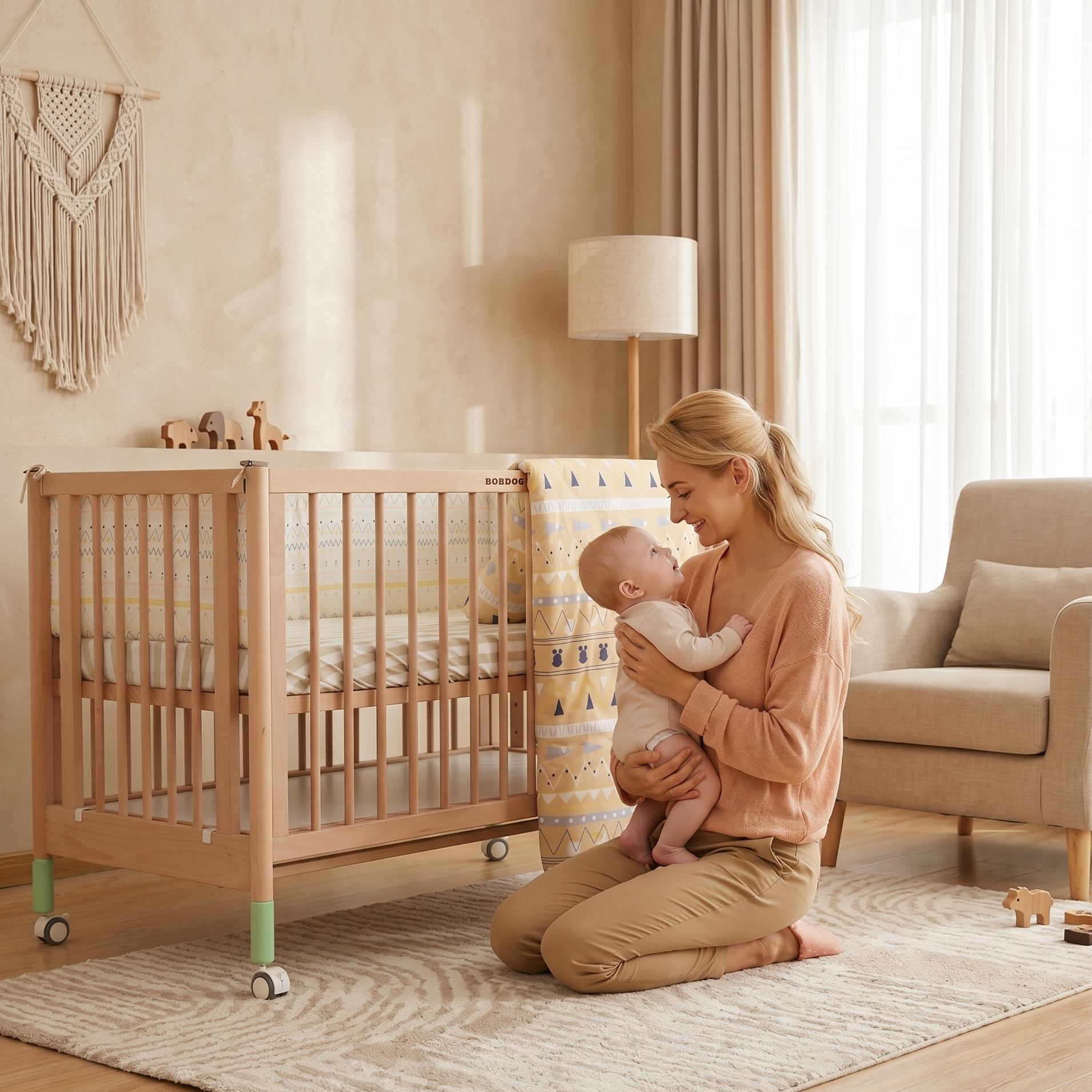 Cuna infantil 3 en 1 - Madera maciza - 120x60 cm