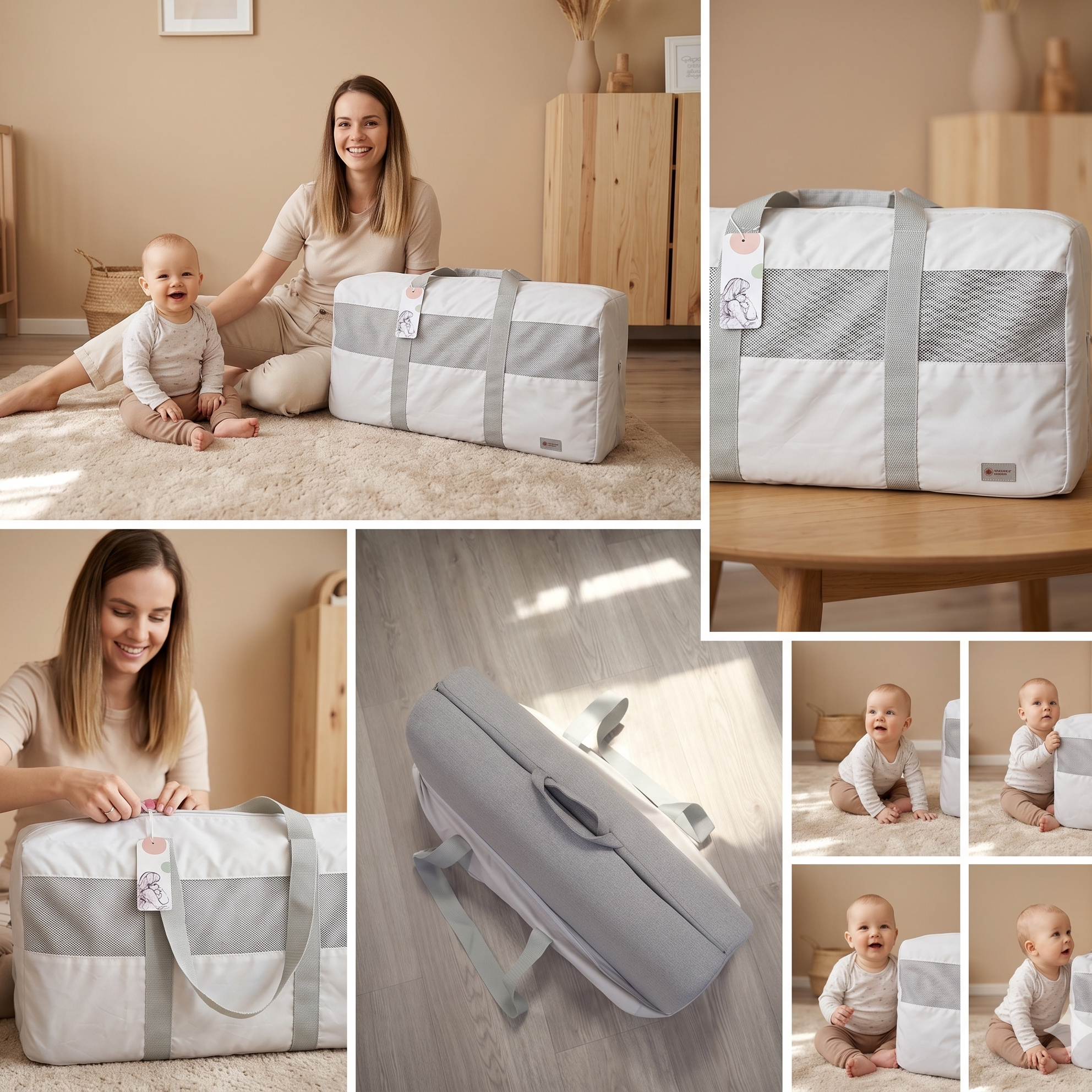 Bolsa de viaje Monkey Mum® para barrera de viaje - gris claro