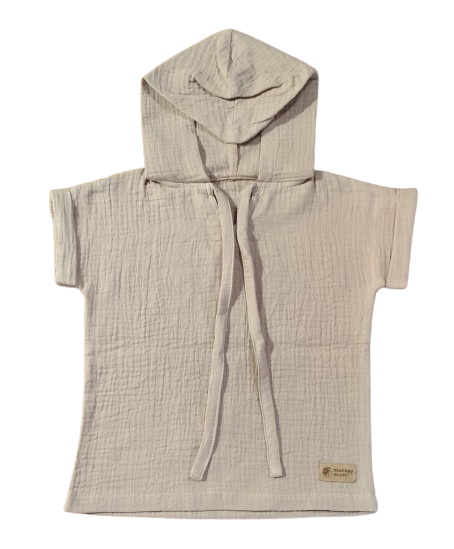 Camiseta de muselina con capucha Monkey Mum® - Beige