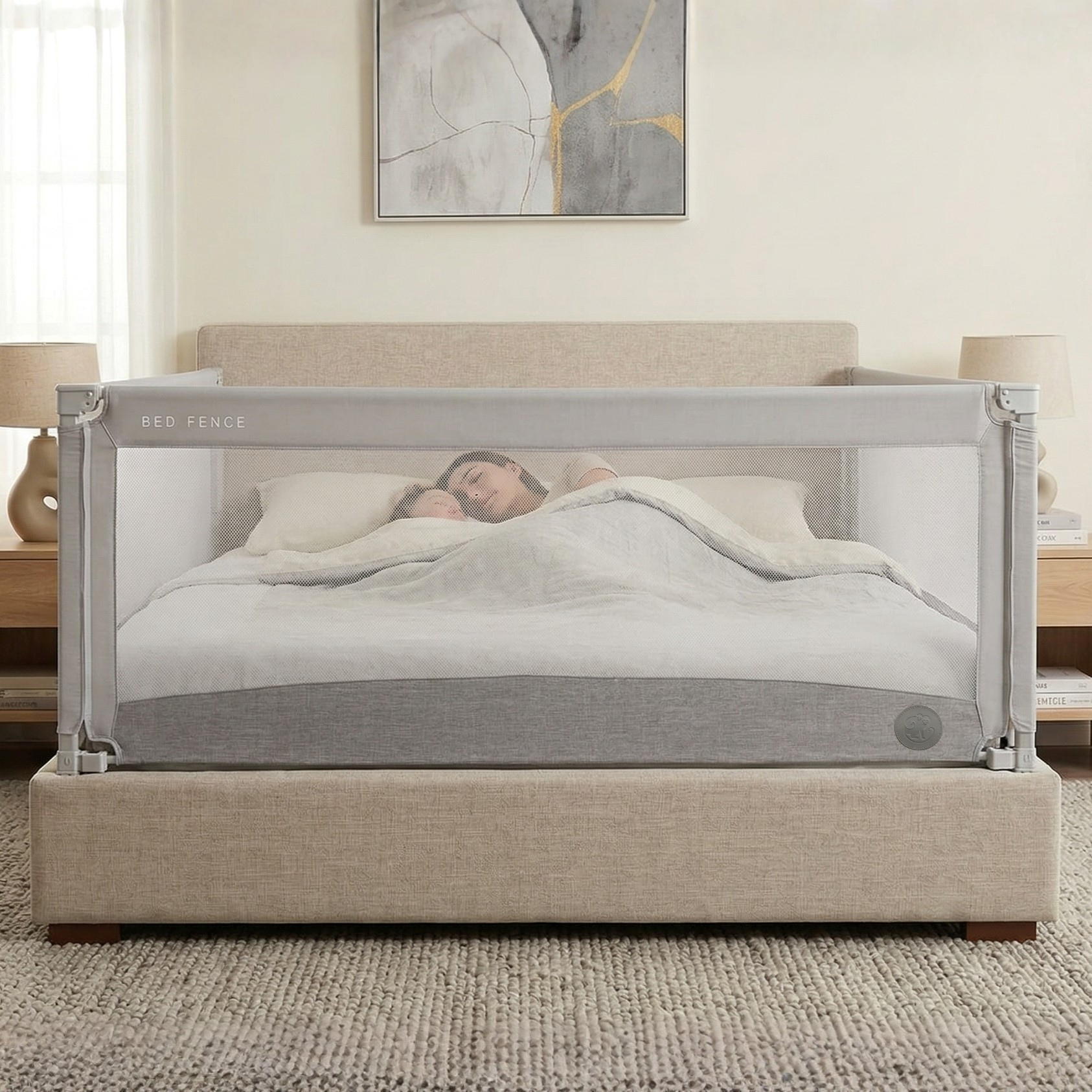 Barrera para cama Monkey Mum® Economy - gris claro