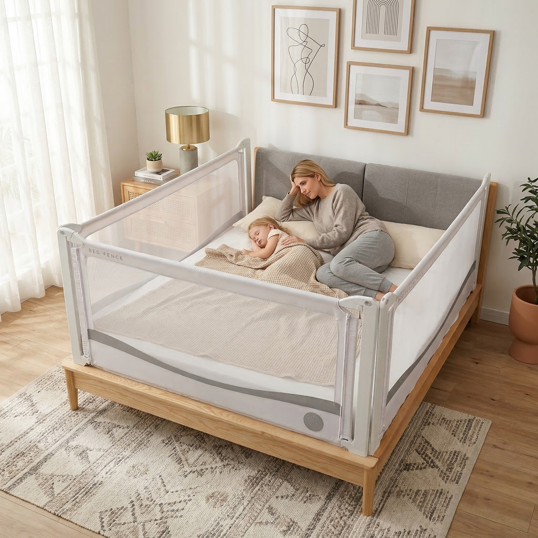 Barrera para cama Monkey Mum® Premium - gris claro - liquidación