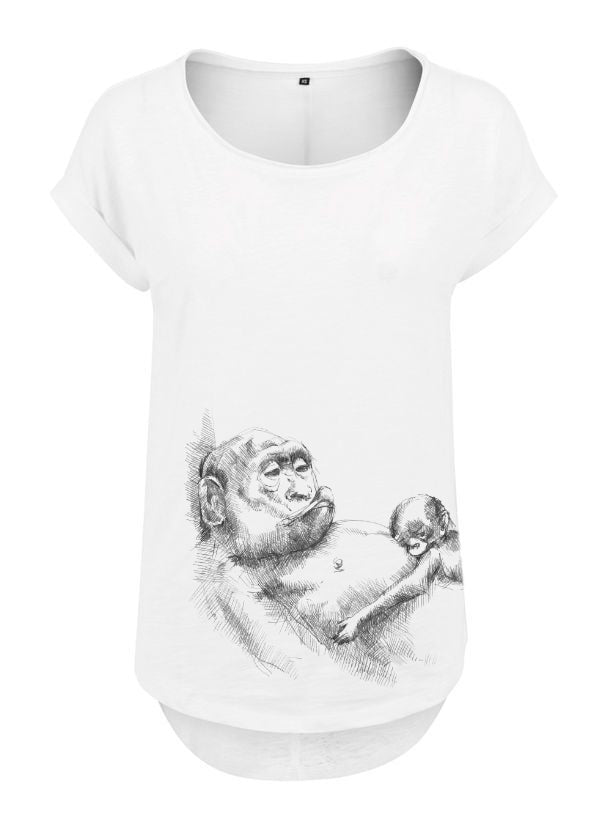 Camiseta de lactancia Monkey Mum® blanca - monito