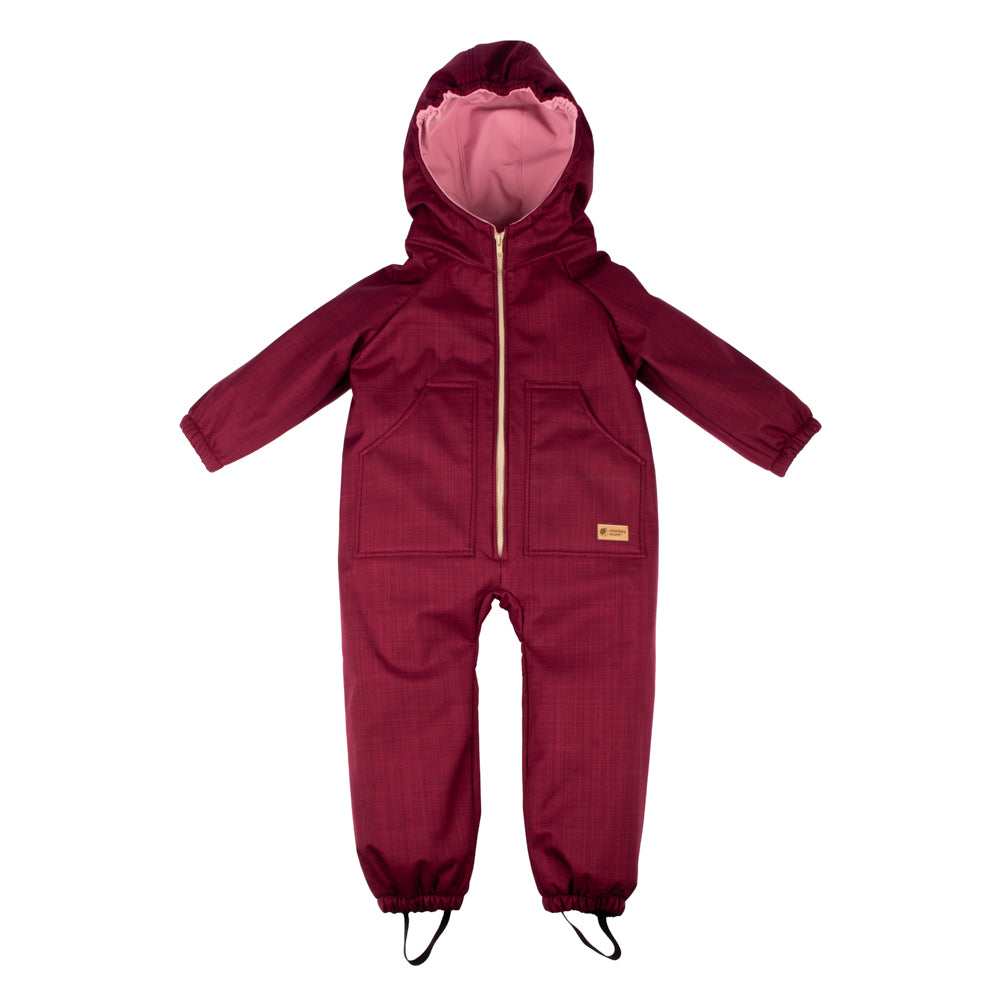 Monkey Mum® Mono infantil de invierno de softshell con borreguito - Caperucita granate - talla 98/104, 110/116