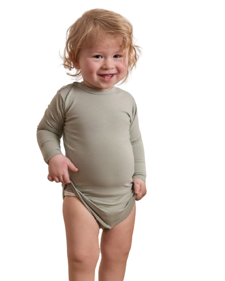 Body de bebé de manga larga - verde oliva - talla 56, 62 o 68