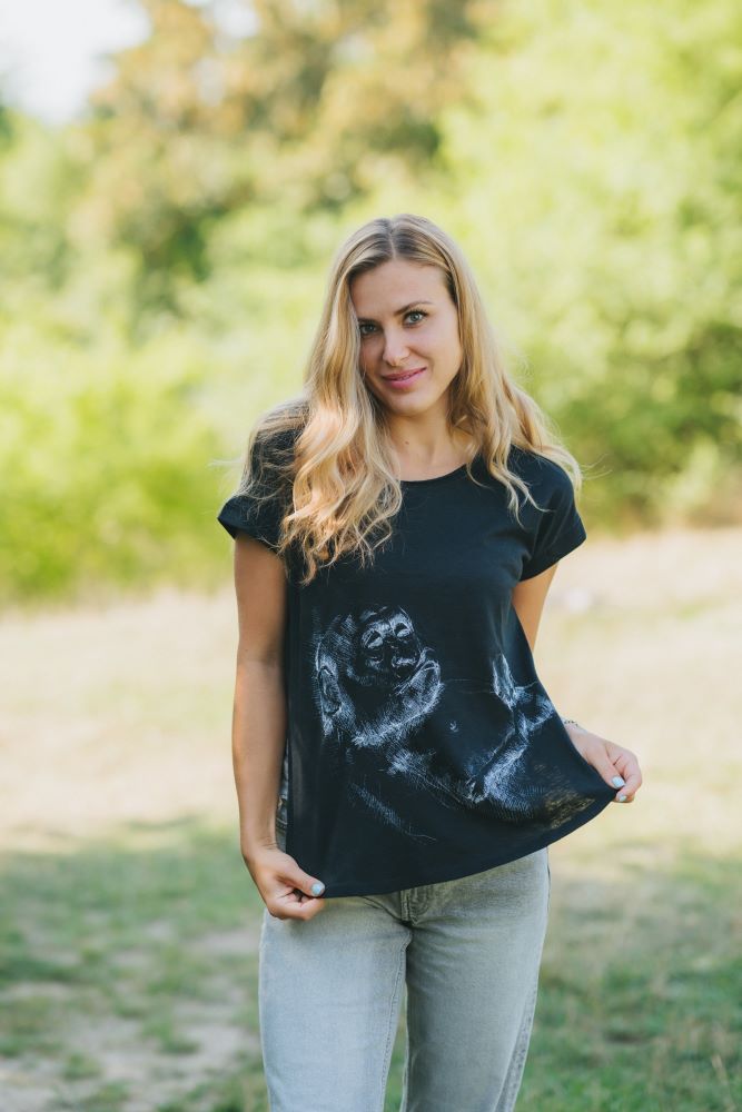 Camiseta de lactancia Monkey Mum® negra - monito