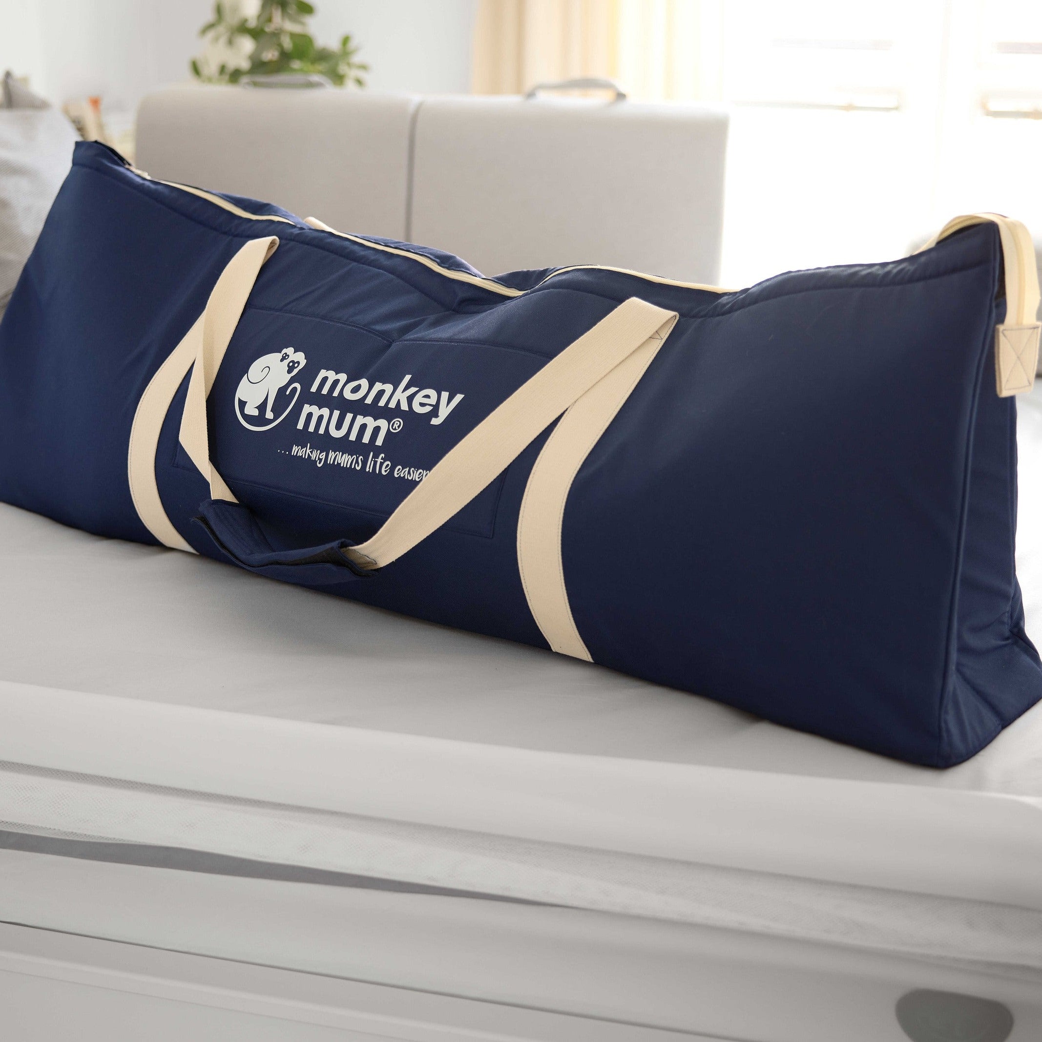 Bolsa de viaje grande Monkey Mum® para barreras de cama - azul oscuro