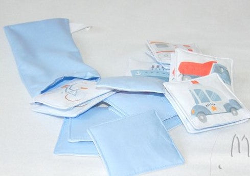 MyMoo Juego de memoria de textiles - 8 pares - Medios de transporte