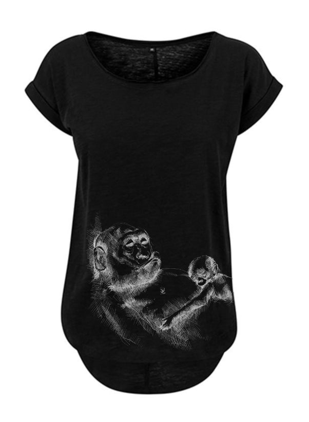 Camiseta de lactancia Monkey Mum® negra - monito