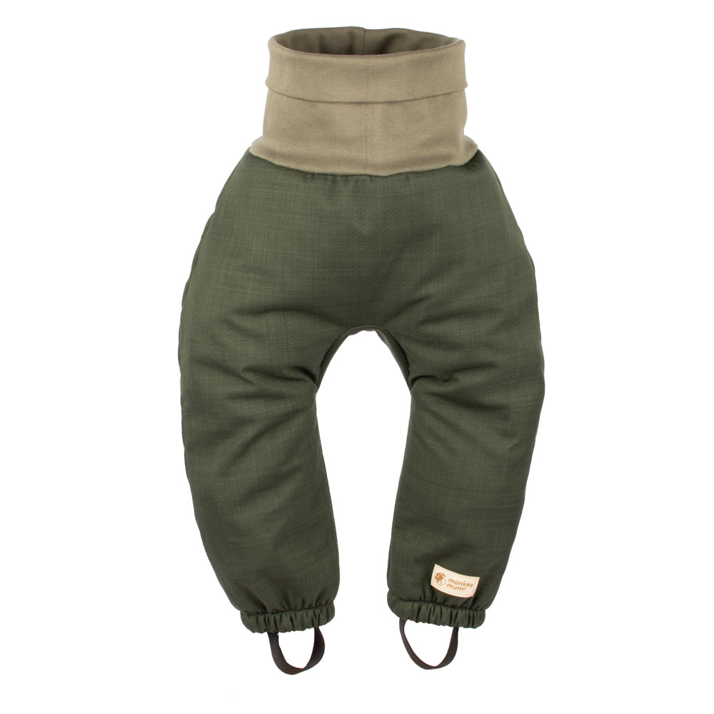 Pantalones infantiles evolutivos de invierno de softshell con borreguito Monkey Mum® - Pequeño cazador caqui