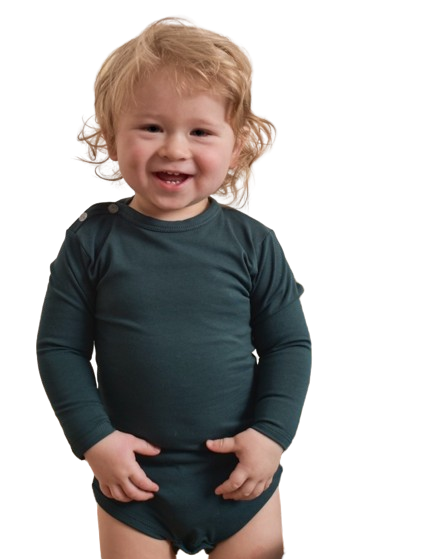 Body de bebé de manga larga - verde botella - talla 62