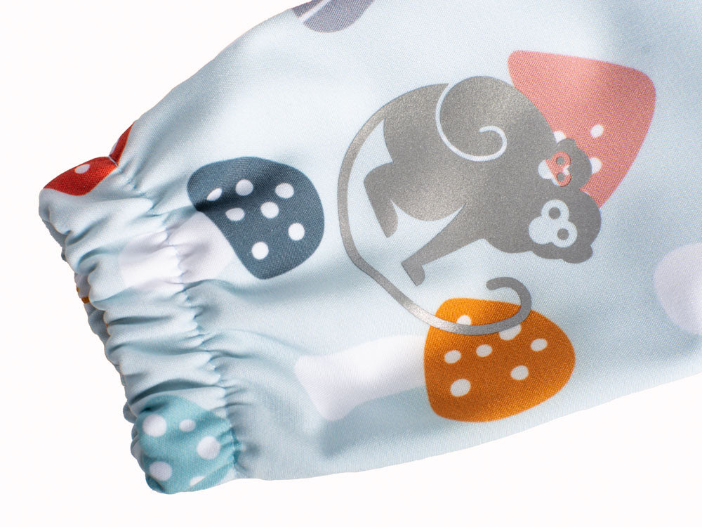 Pantalones infantiles de softshell con membrana Monkey Mum® - Setas amanita multicolores