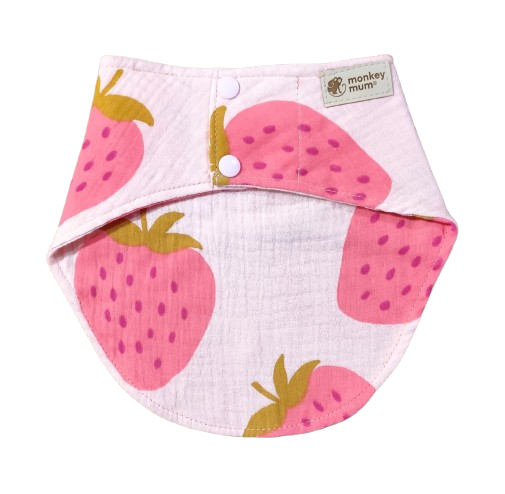 Babero de muselina Monkey Mum® - Fresa