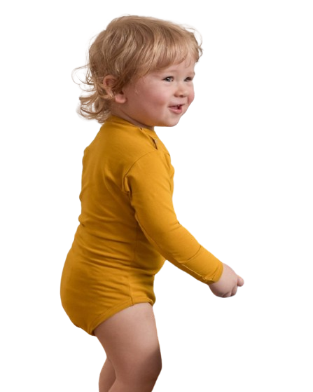 Body de bebé de manga larga - mostaza - talla 56 o 62