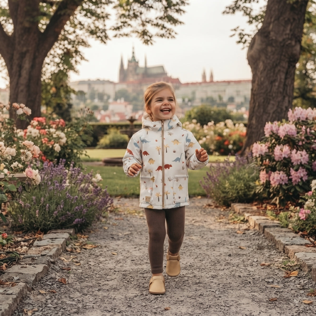 Chaqueta softshell infantil con membrana Monkey Mum® - Historia de dinosaurios