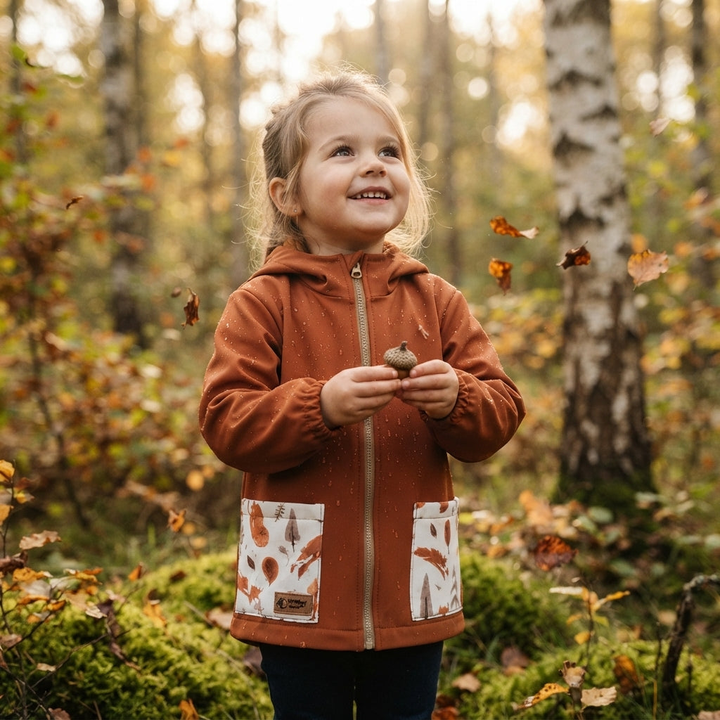 Chaqueta softshell infantil con membrana Monkey Mum® - Hojas de otoño