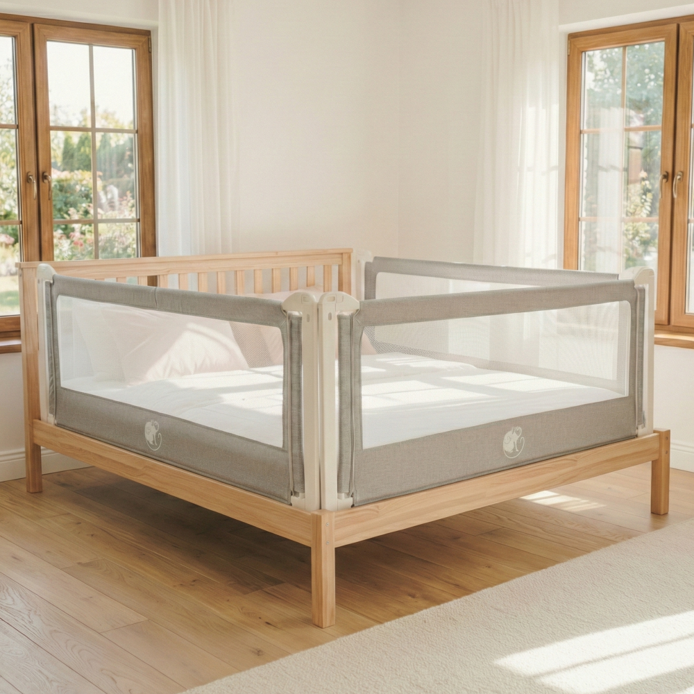 Barrera para cama Monkey Mum® Popular - gris oscuro - diseño - abierta