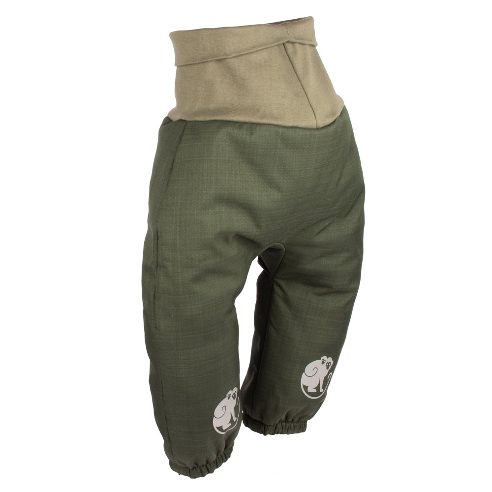 Pantalones infantiles evolutivos de invierno de softshell con borreguito Monkey Mum® - Pequeño cazador caqui