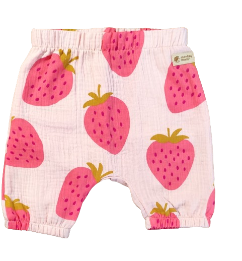 Pantaloncitos de muselina Monkey Mum® - Fresa